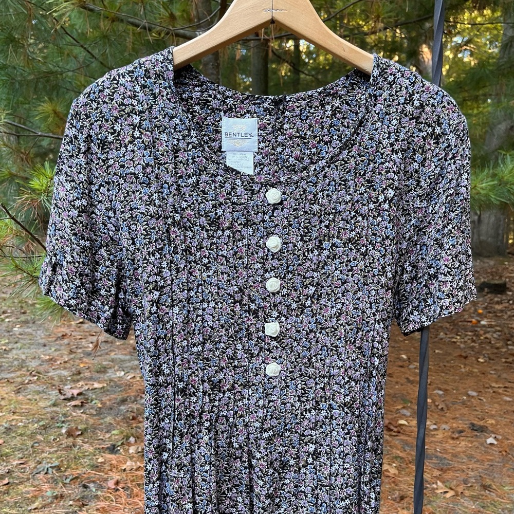 90s Bentley Ditzy Floral Midi Dress Grunge Size 12